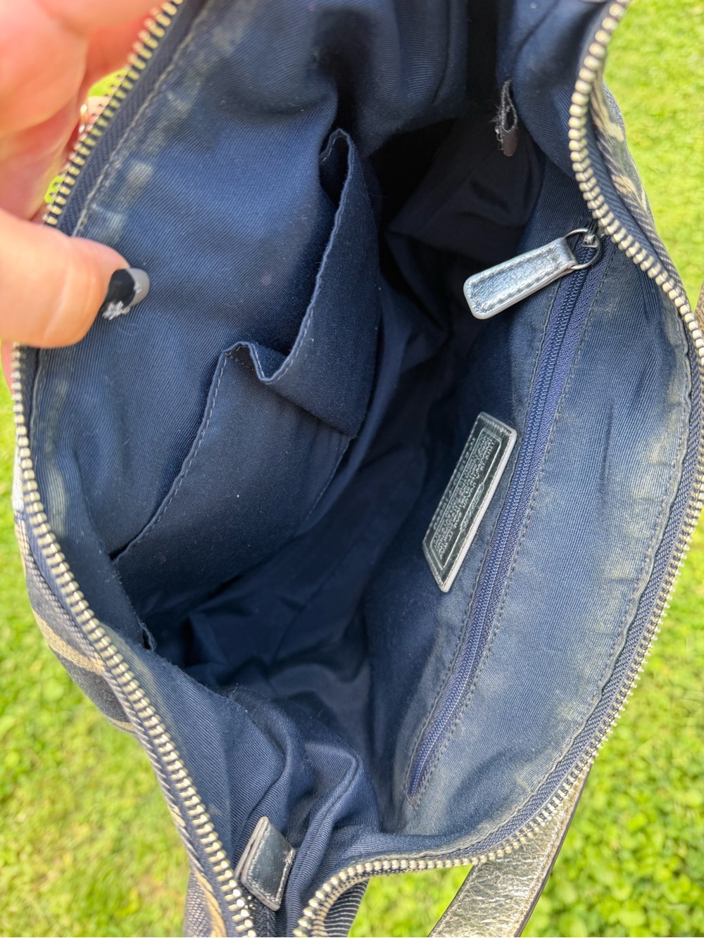 Coach Denim And Silver  Signature Canvas Shoulder Hobo - Picture 4 of 5